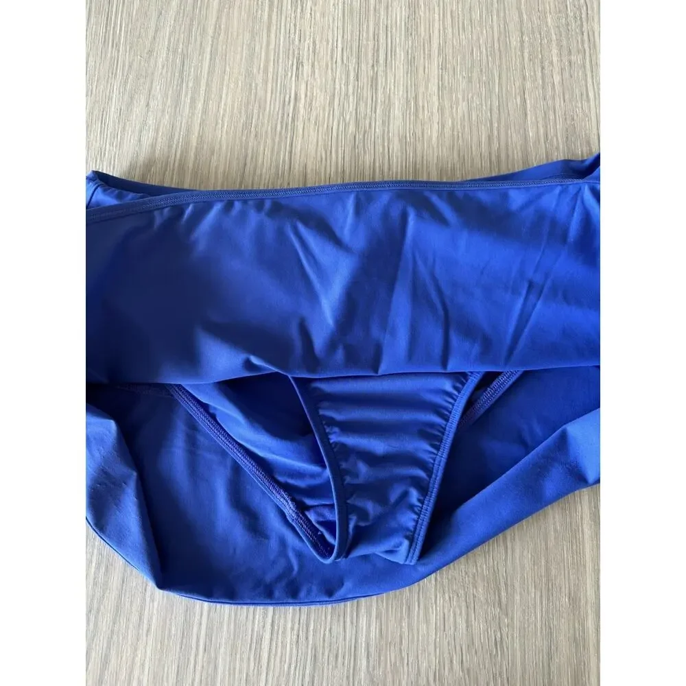 Athleta M yacht blue Tidal Skirt skort swim bathing suit bikini coverup vacation